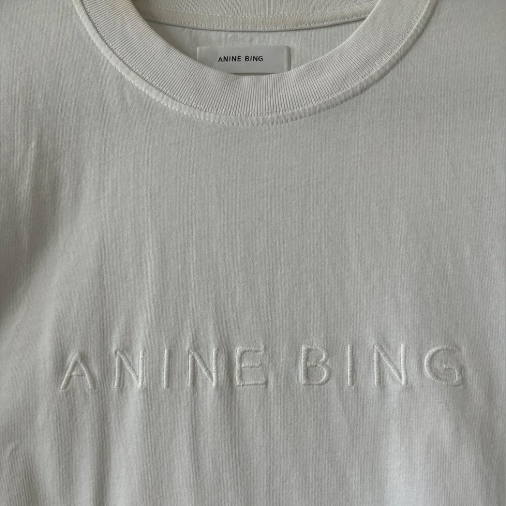 Anine Bing White Logo Tee